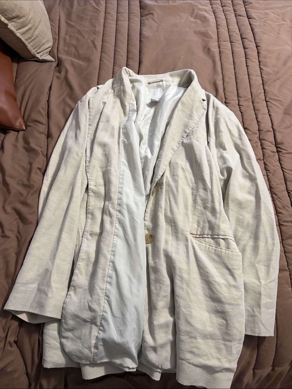 H&M Light Beige Linen-Blend Blazer